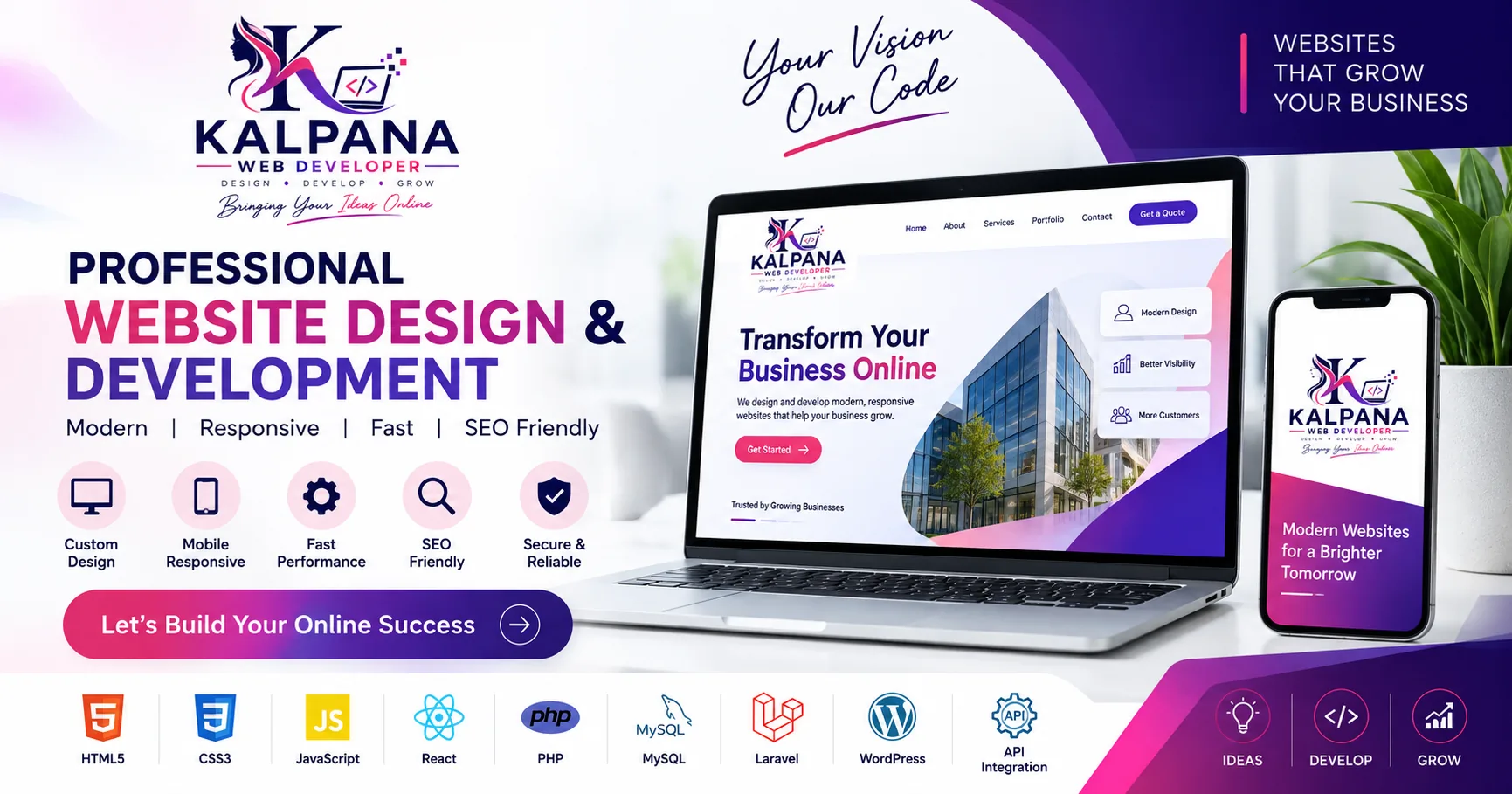 Professional Business Website Development – React / WordPress / PHP