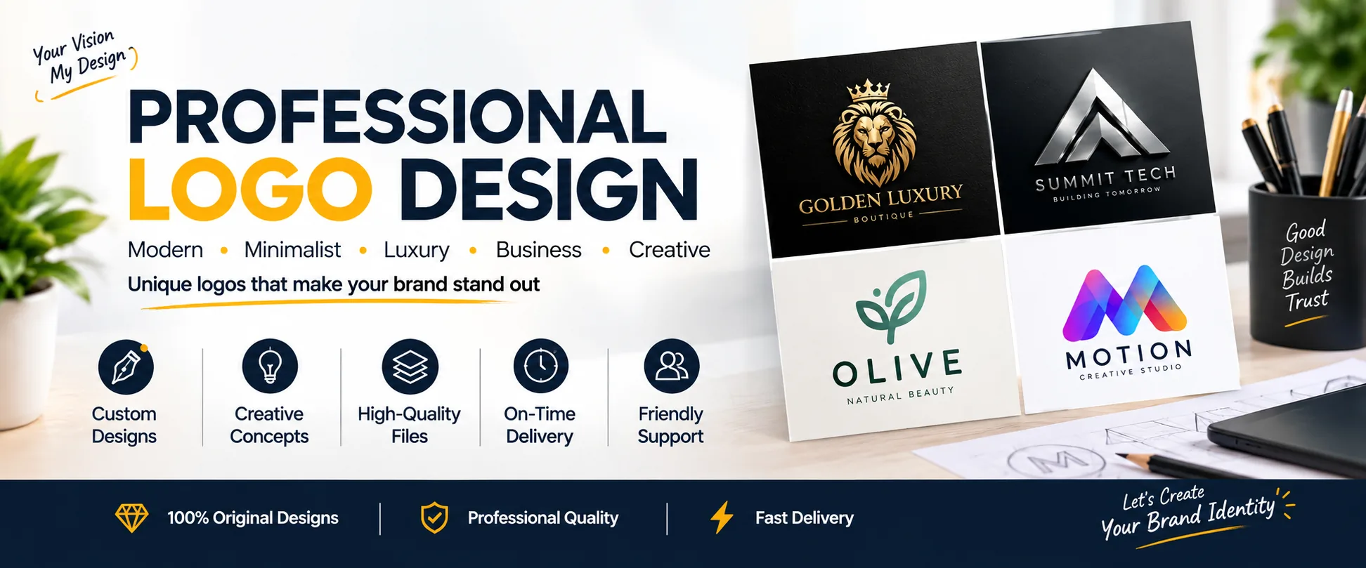 I will design a professional modern logo for your business or brand.